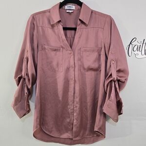 EXPRESS Portofino Satin Blouse – Dusty Rose – Size S